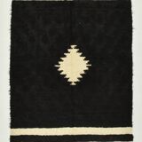 4x7 Cream & Black Angora Kilim Rug, 135x206Cm