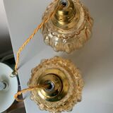 Pair of vintage amber bubble table lamps