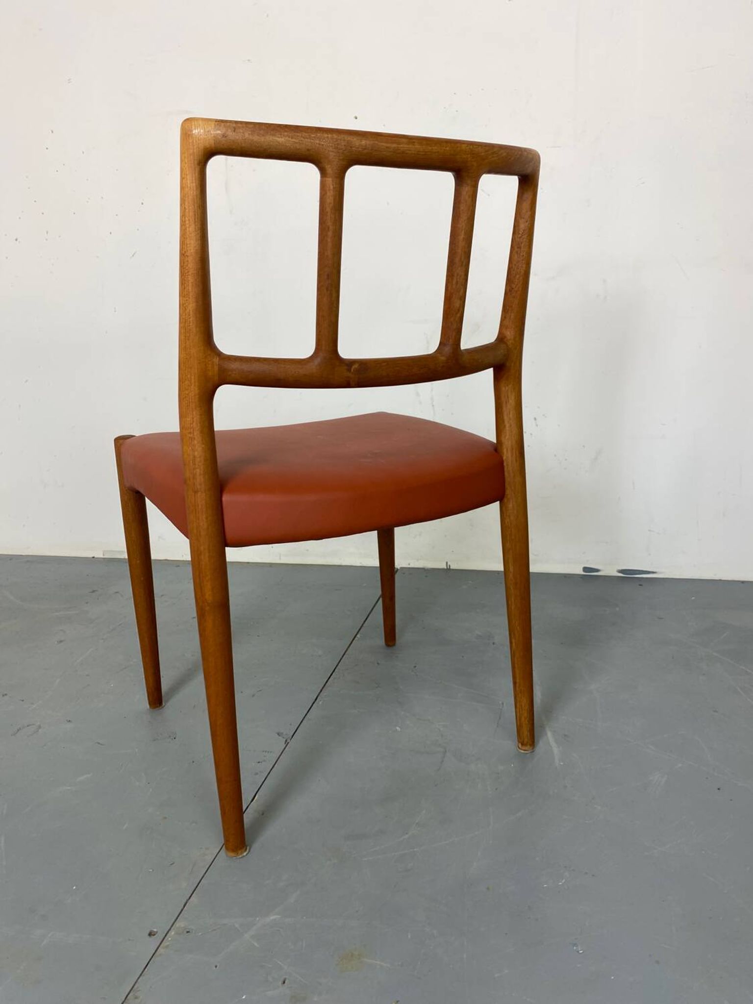 Mid-Century Danish Teak and Leather Dining Chairs by Johannes Andersen for Uldum Møbelfabrik, 1950s, Set of 4