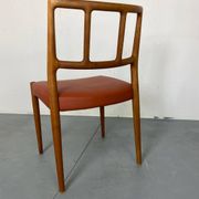 Mid-Century Danish Teak and Leather Dining Chairs by Johannes Andersen for Uldum Møbelfabrik, 1950s, Set of 4