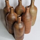 Set of 6 hand-turned stoneware bottles, 31 cm