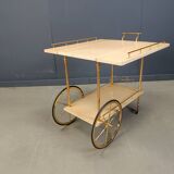 Desserte de bar italienne en peau de chèvre laquée et parchemin par Aldo Tura, années 1960