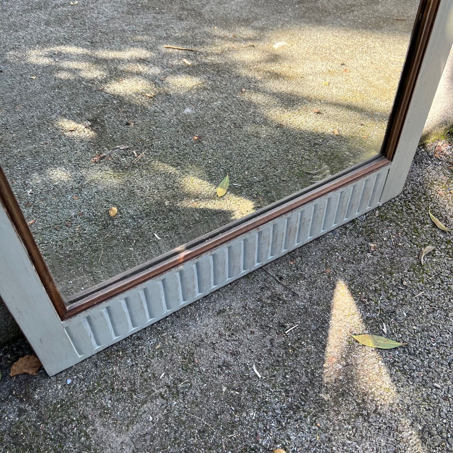 Beveled orphan mirror in wood, 179x65 cm