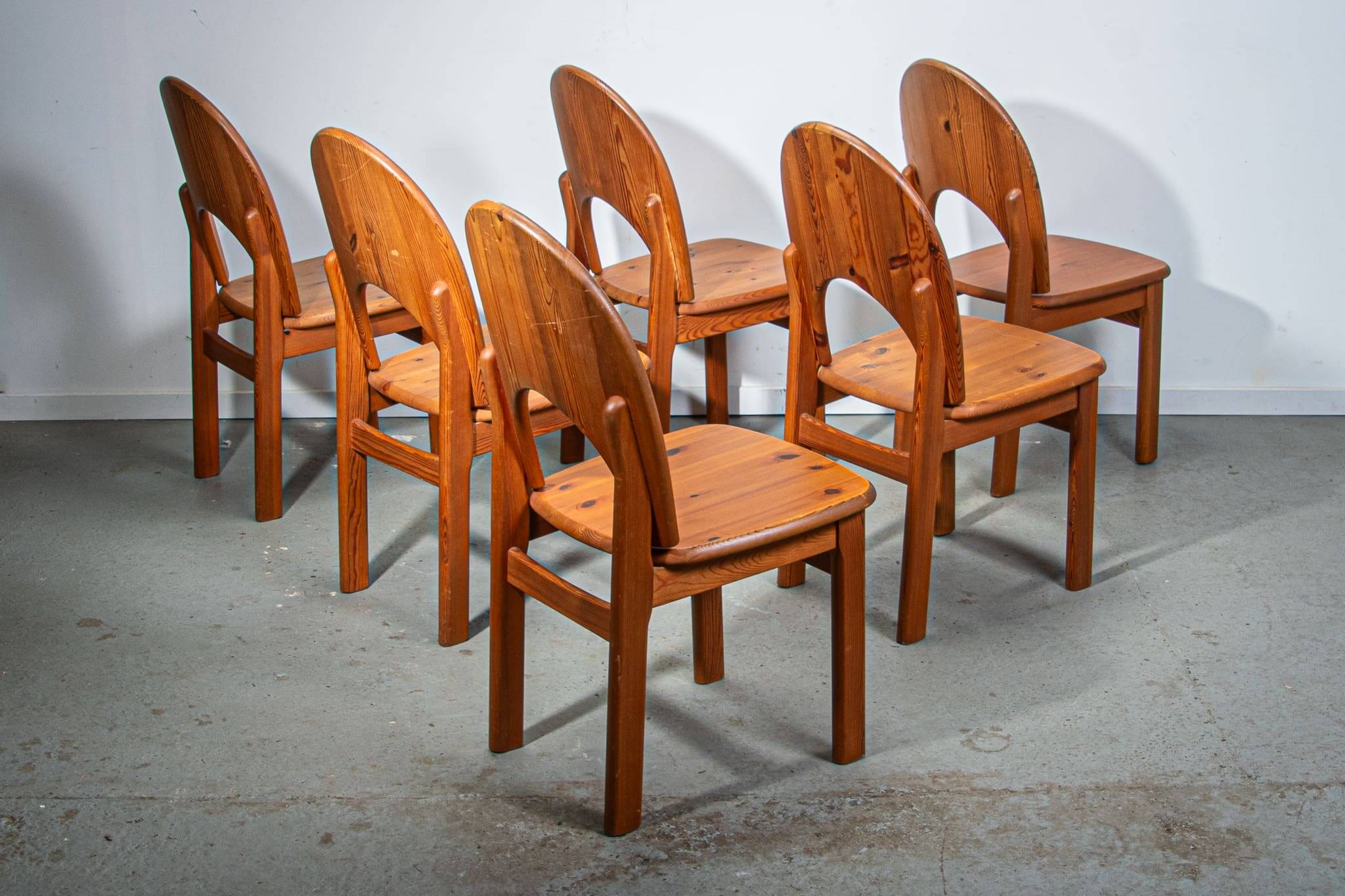 Ensemble de 6 chaises de salle à manger en pin par Ranier Daumiller
