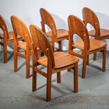 Ensemble de 6 chaises de salle à manger en pin par Ranier Daumiller