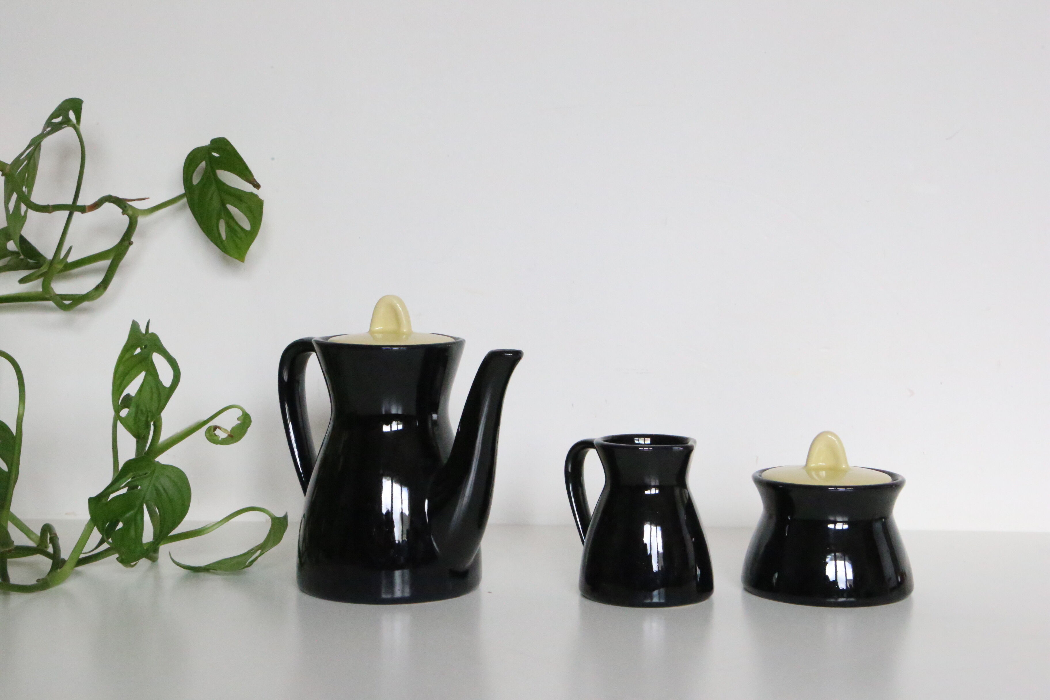 Waku coffee maker, milk and sugar pot, heat-resistant, German ceramics, Vintage