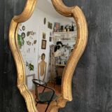 Miroir ancien en bois doré à la feuille, au mercure 19e siècle