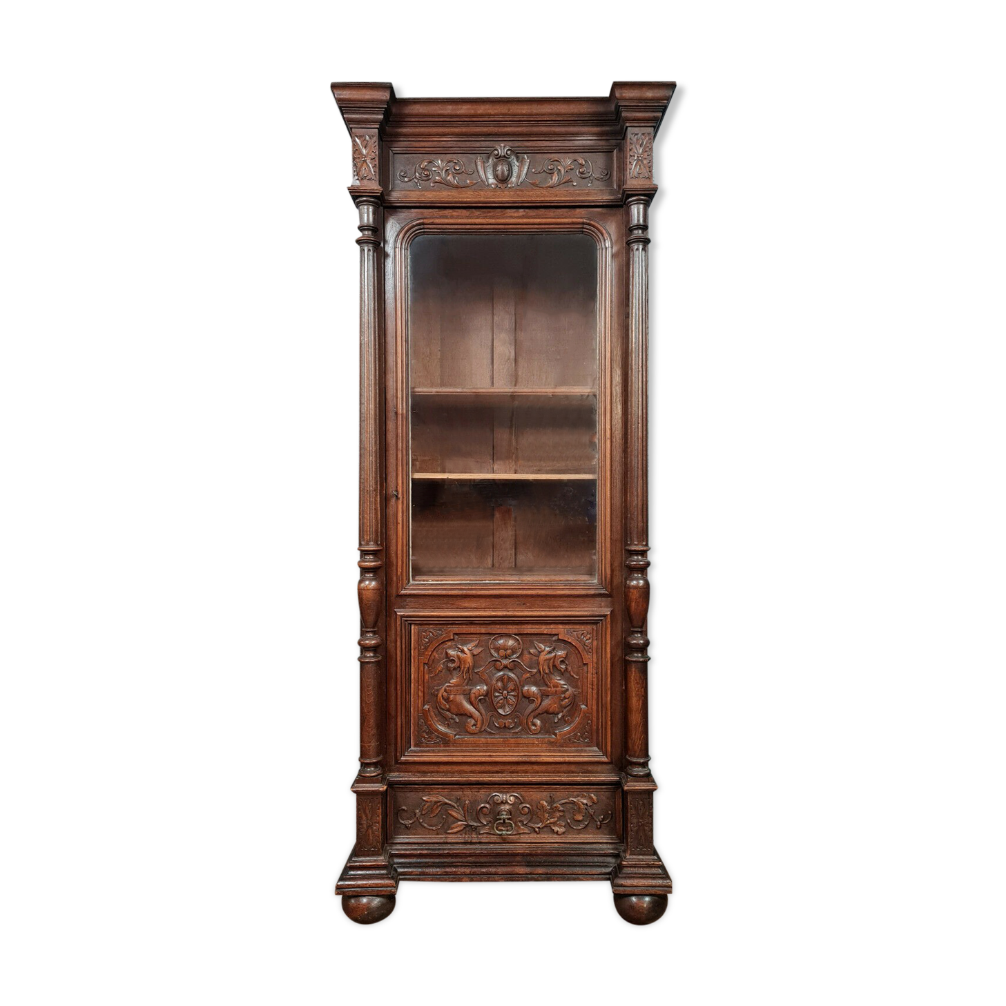 Renaissance library of solid oak hunting lodge around 1850