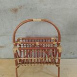 Porte revues - magazines en rotin vintage