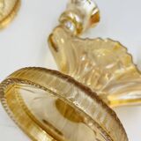 Pair of Empoli amber glass chandeliers in Art Deco style