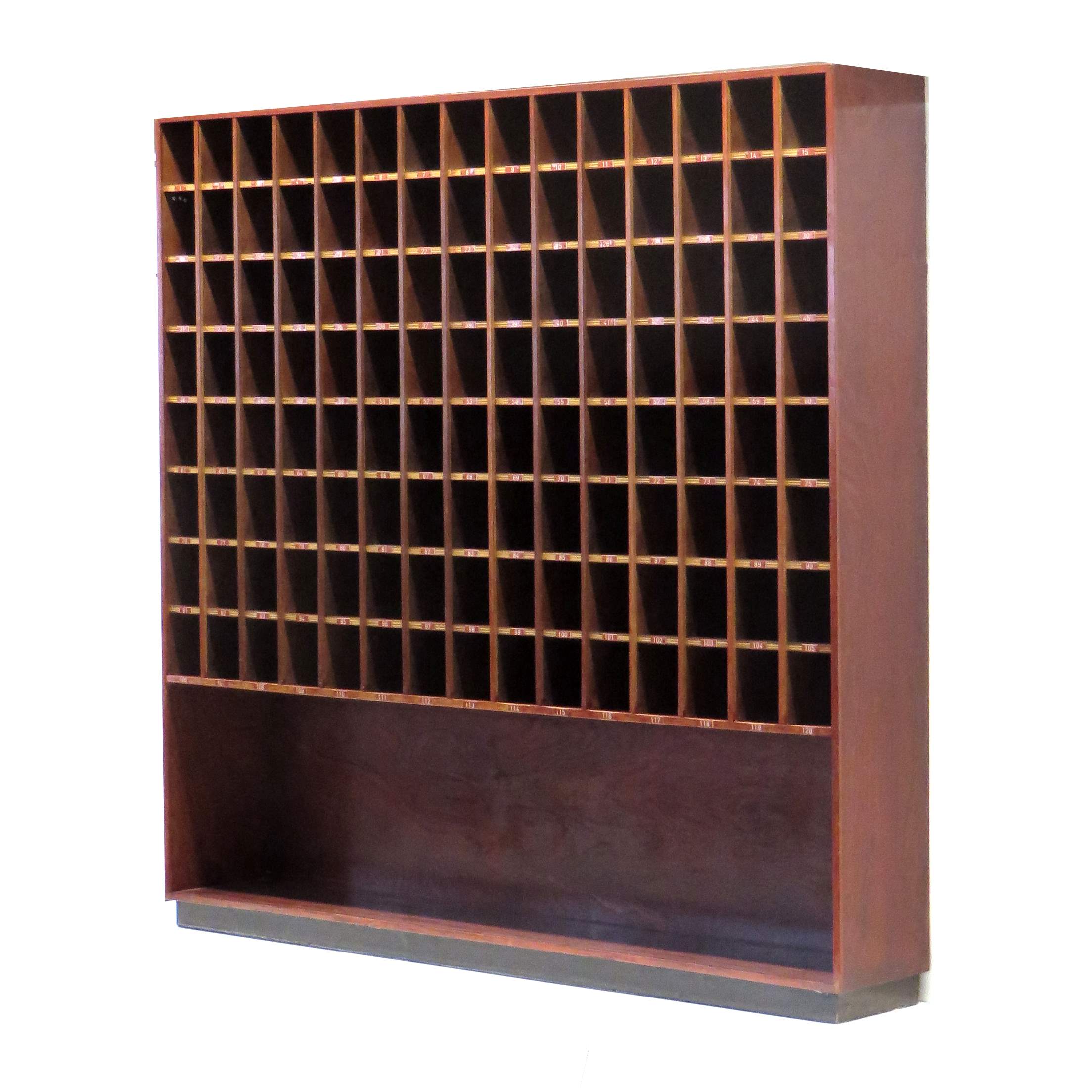 Vintage wine cabinet / shop cabinet with 120 compartments from the 1960s