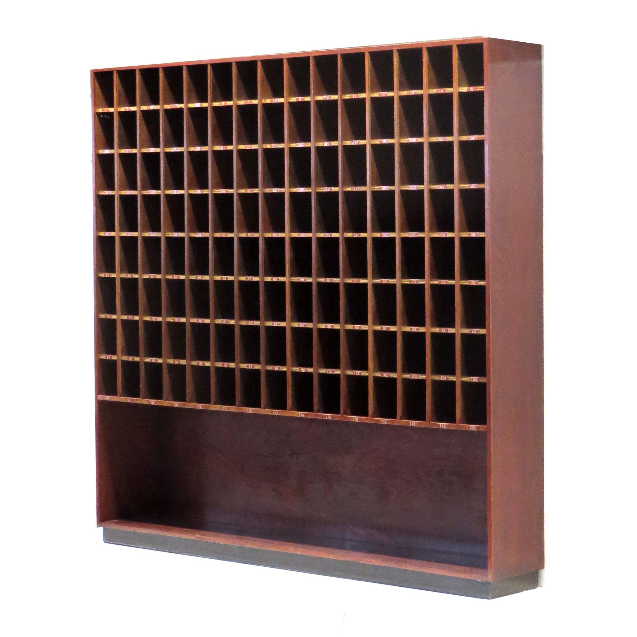 Vintage wine cabinet / shop cabinet with 120 compartments from the 1960s