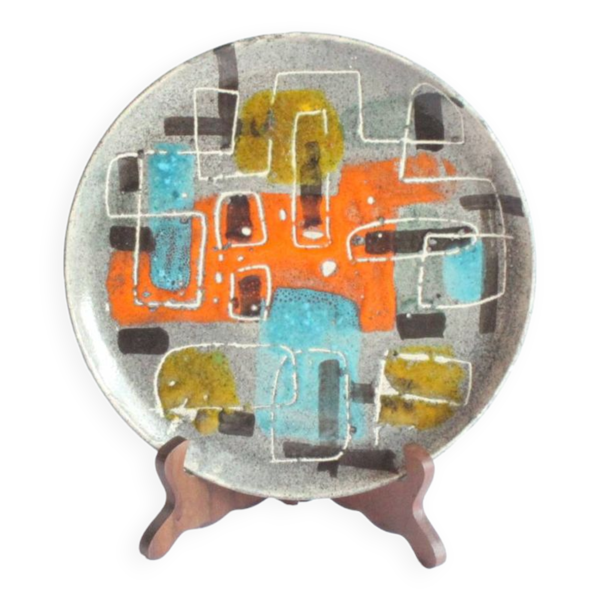 Assiette géométrique abstraite par Gehel Paris, 1960