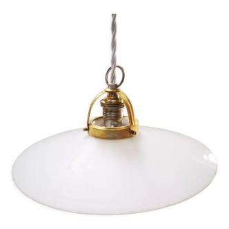 Suspension abat jour opaline blanche