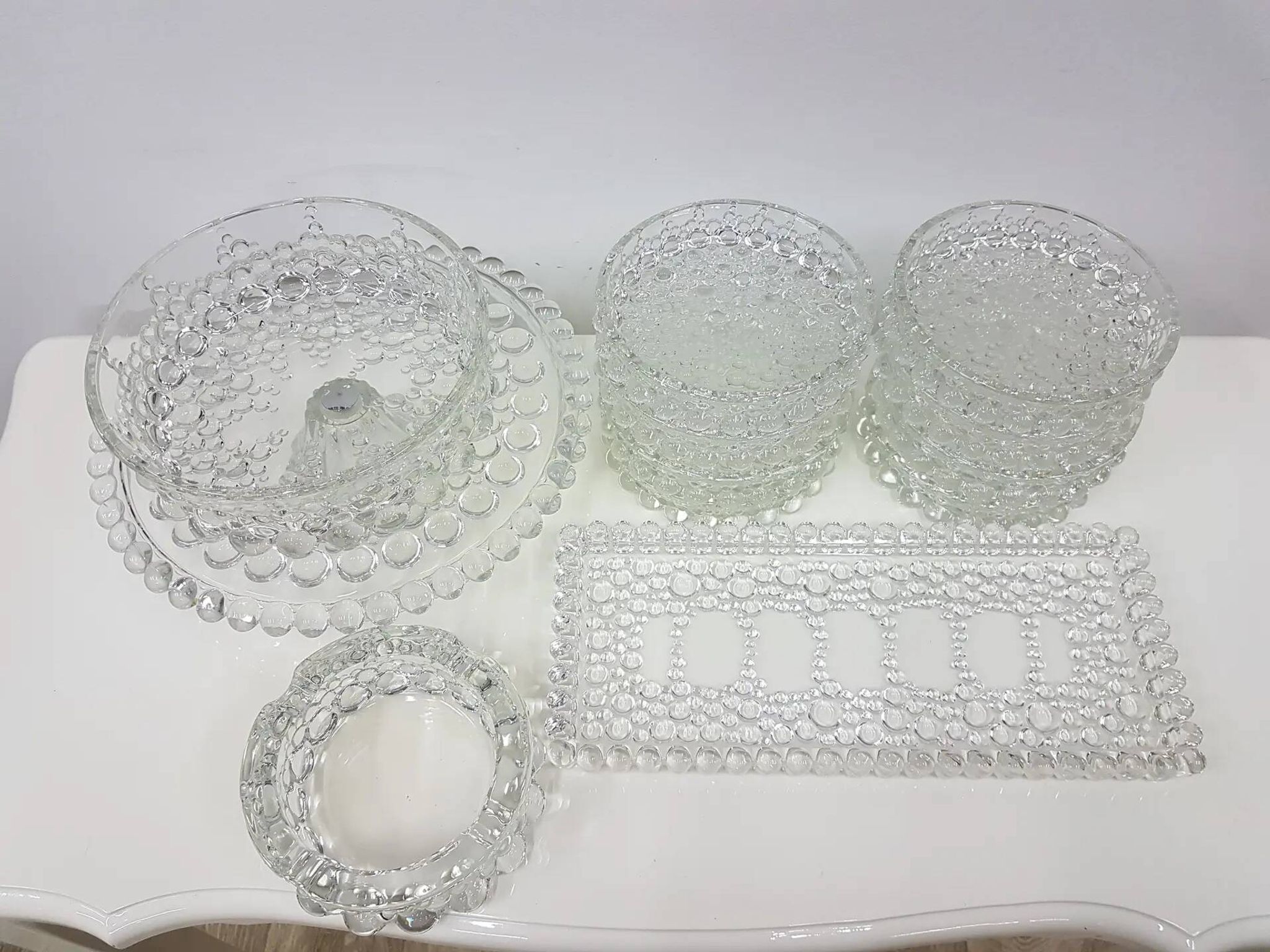 12-piece Bolero Bubble set, clear crystal glass, Walther Glas, Germany, 197