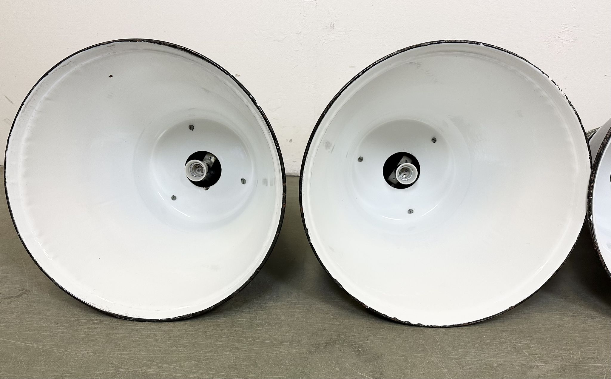 Set of 4 Industrial  Black Enamel Pendant Lamps from Elektrosvit, 1970s