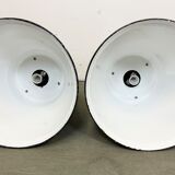 Set of 4 Industrial  Black Enamel Pendant Lamps from Elektrosvit, 1970s