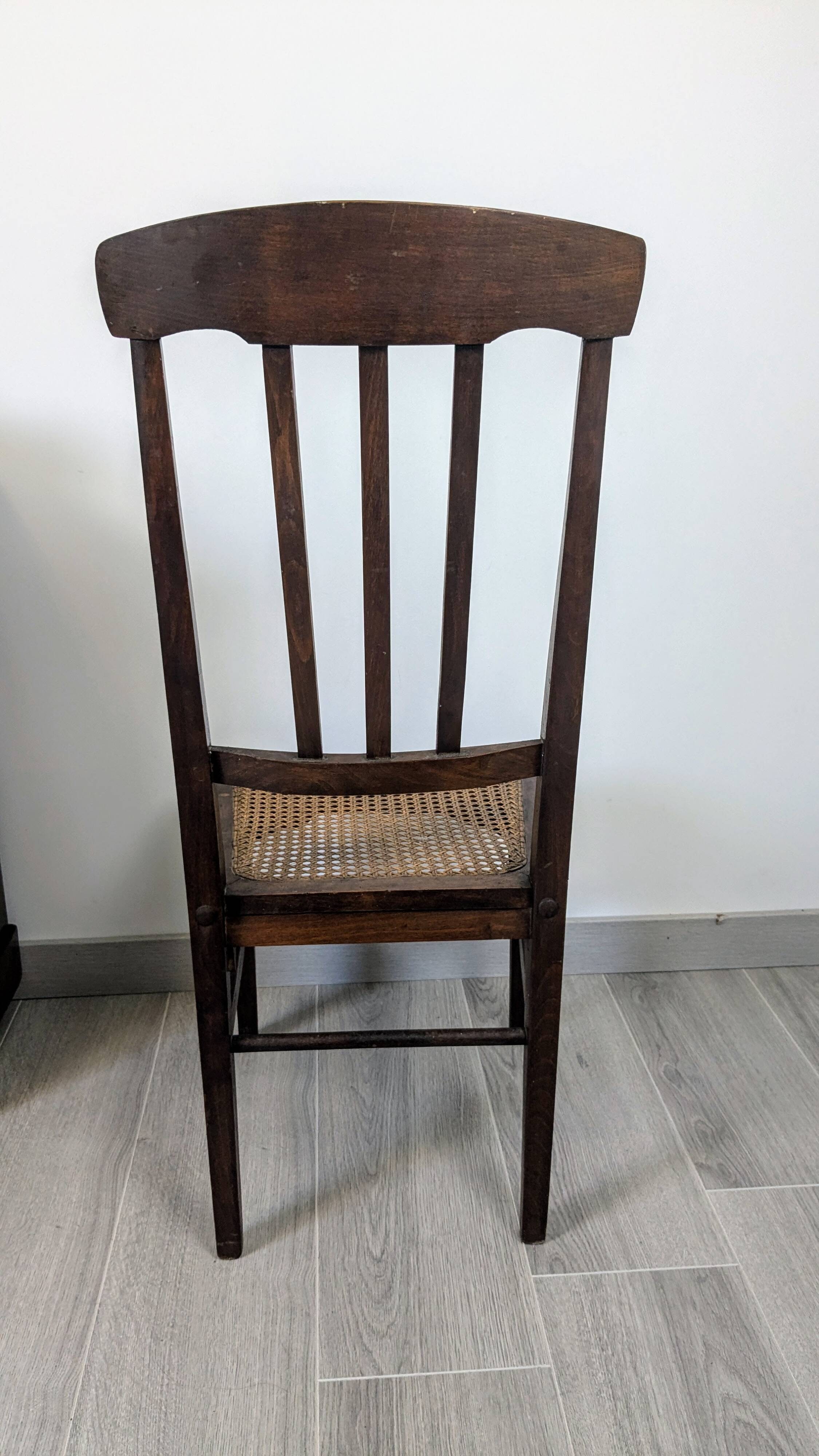 Stella nurse's chair in dark wood and cane