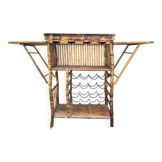 Bar en bambou vintage avec plateau amovible