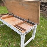 Farmhouse table with built-in storage