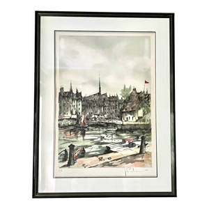 Lithographie du port de Honfleur