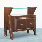 Set of 2 bedside tables style dassi in wood glass design 50s vintage modern