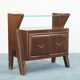 Set of 2 bedside tables style dassi in wood glass design 50s vintage modern