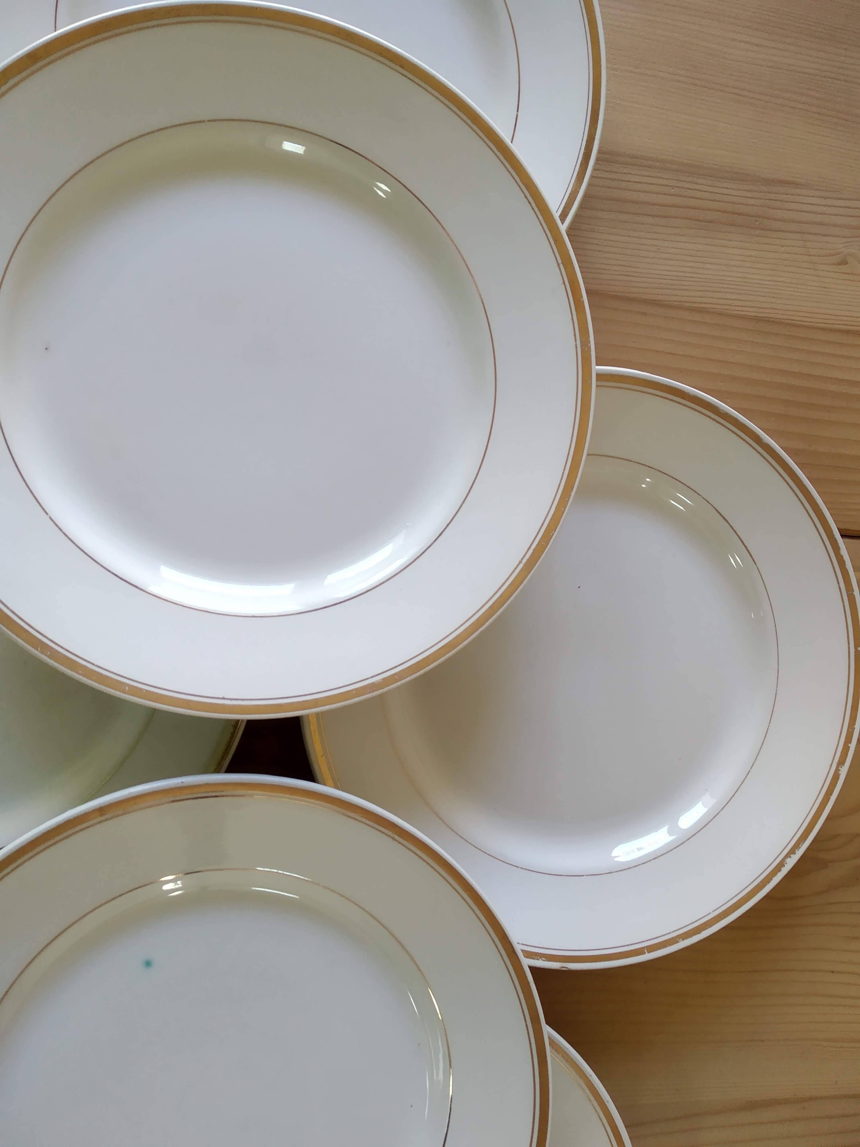 6 Assiettes plates liserés dorés Moulin des Loups Vintage