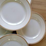 6 Vintage Moulin des Loups Gold-Edged Dinner Plates
