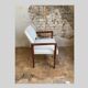 Fauteuil Mid Century bois et tissu laine bouclée