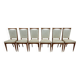 6 Vintage chairs in white beige imitation leather and solid wood with brass legs