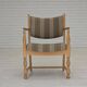 1970s, pair of Scandinavian armchairs, furniture wool, solid oak wood.