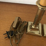 2 old brass candlestick lamp bases