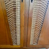 Wood and rattan cabinet 60s