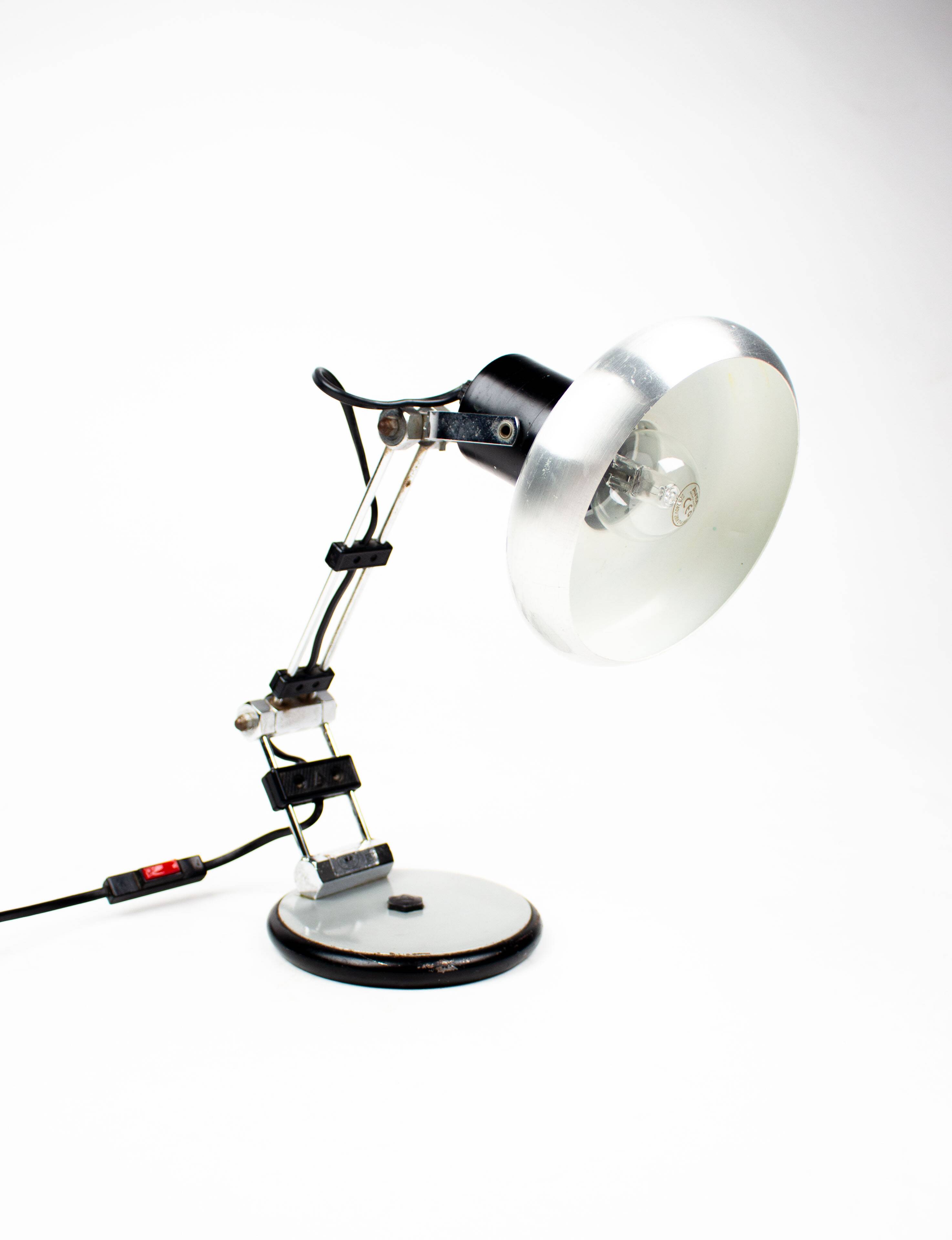 Vintage industrial chrome Aluminor lamp