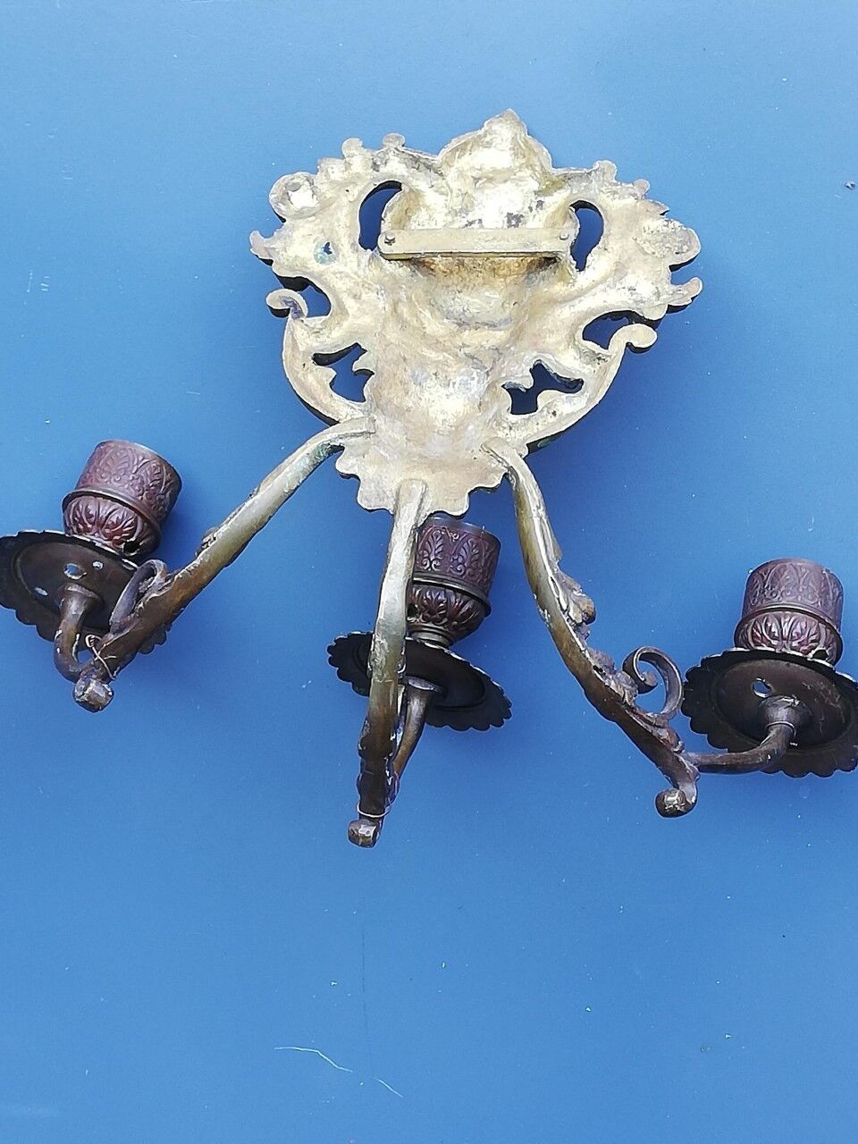 Pair of bronze candle holders