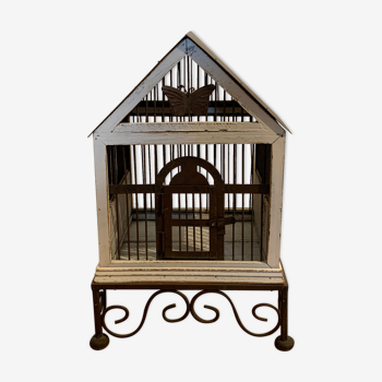 Iron and wooden birdcage