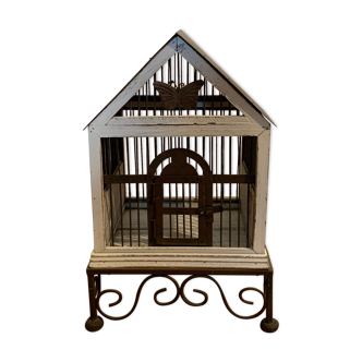 Iron and wooden birdcage