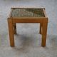 Occasional table in solid oak with a fabric top in the style of Guillerme and Chambron from the 1960s.