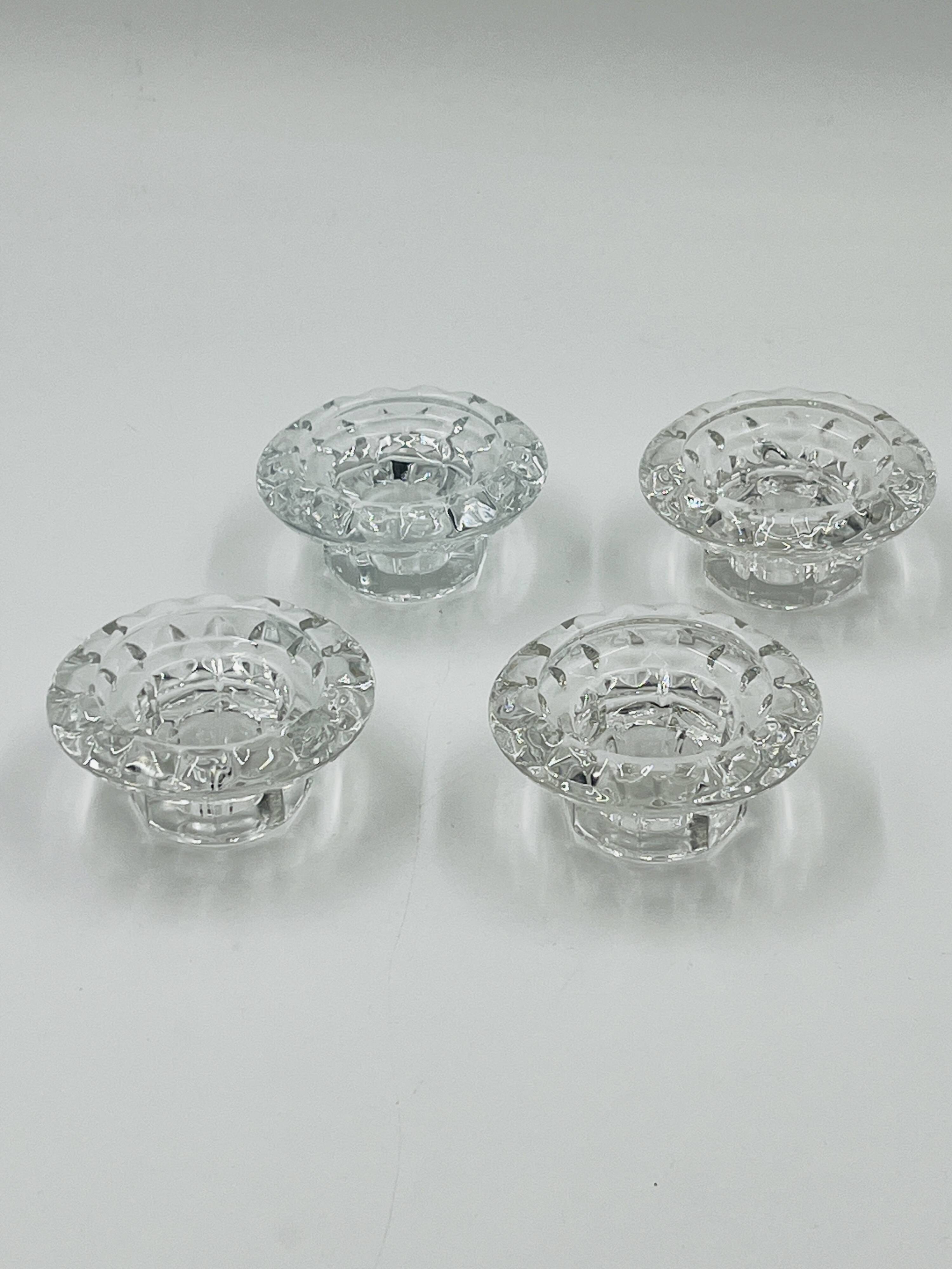 Set of 4 Cut Crystal Candle Holders Bolsius France 70s