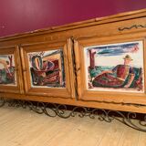 Modernist wood and ceramics sideboard of the 1950s