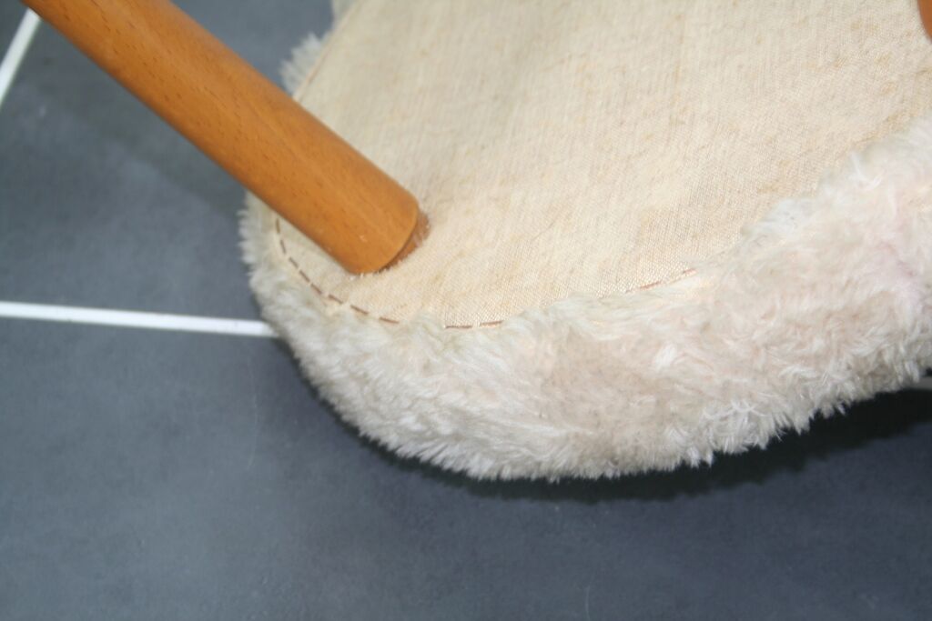 Vintage white barrel chair compass feet 1960
