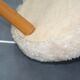 Vintage white barrel chair compass feet 1960