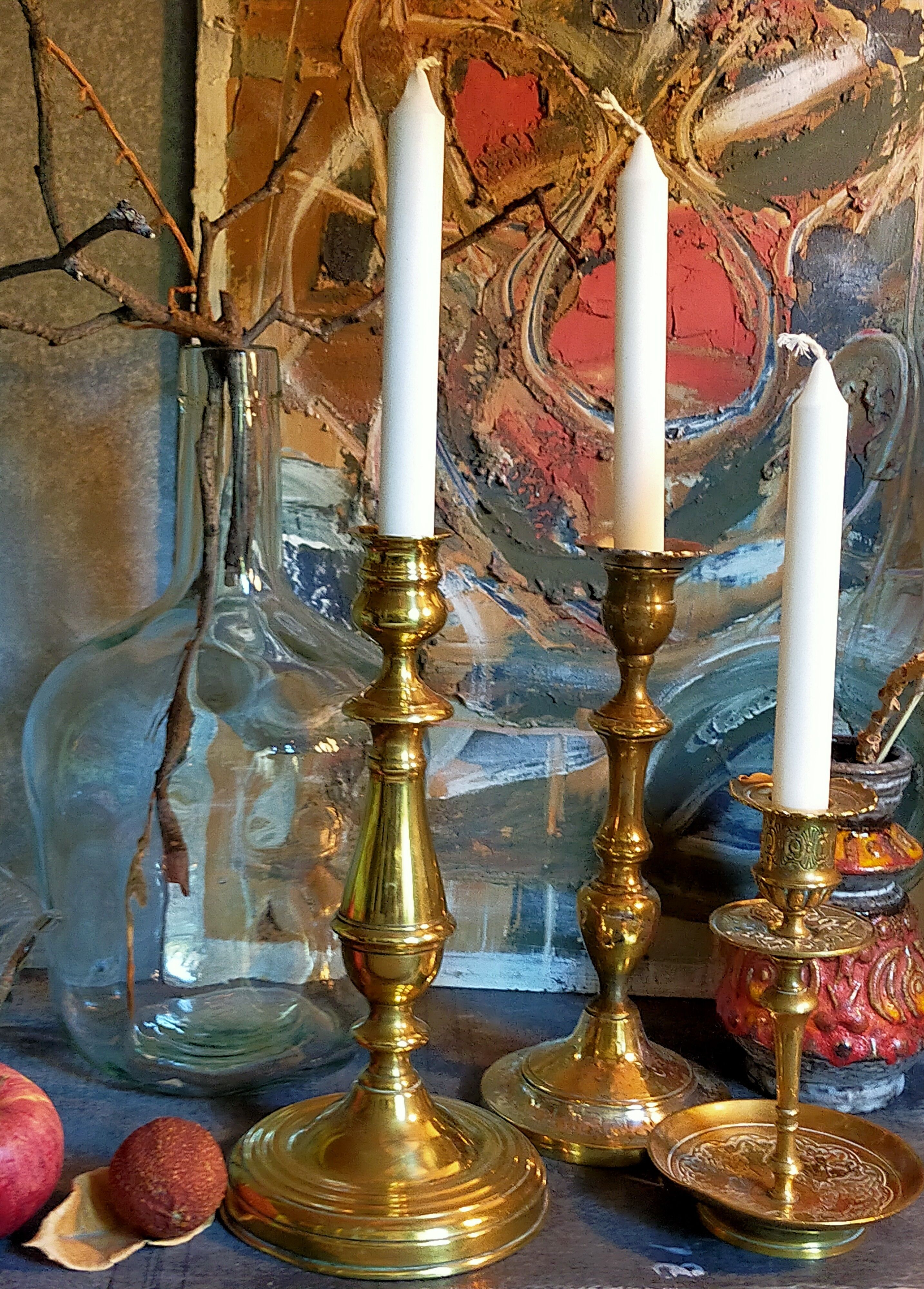 Old solid brass candle holder