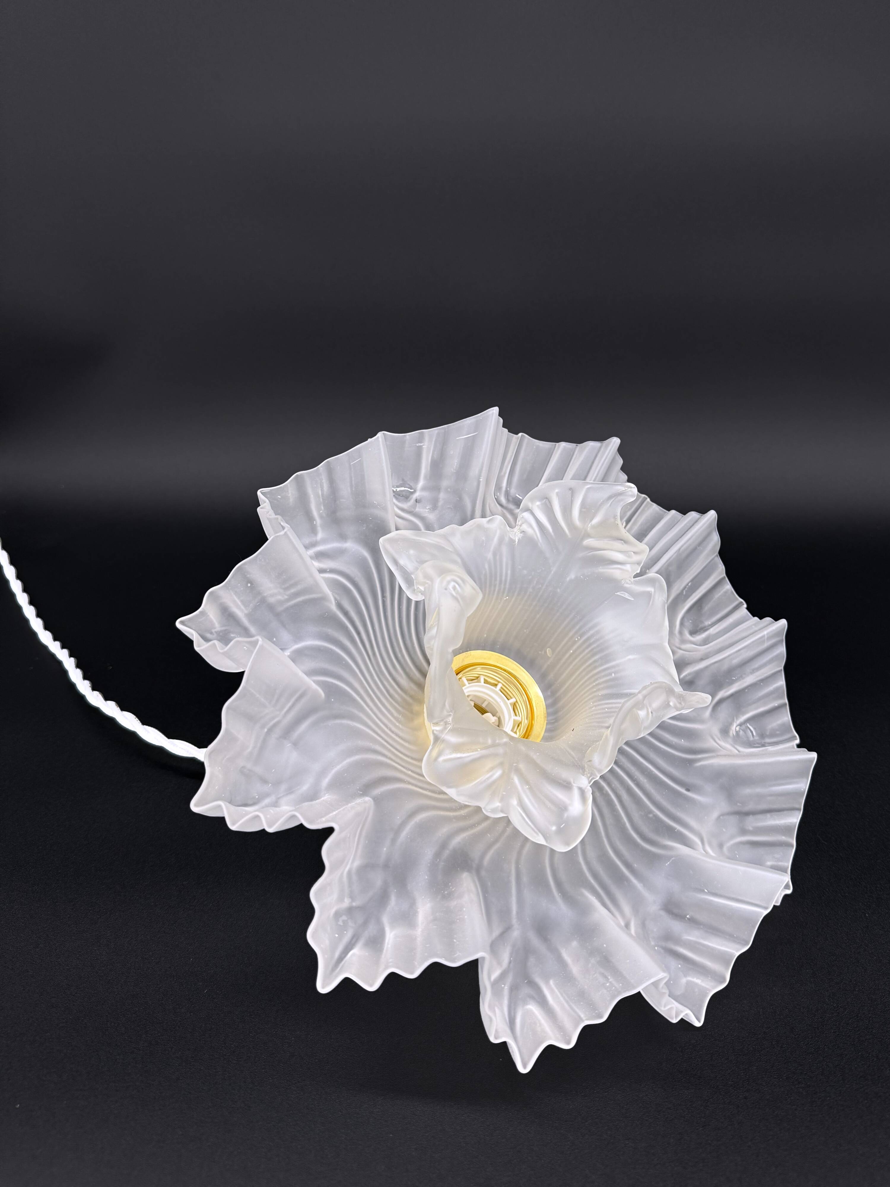 Double Medusa Pendant - Art Nouveau Molded Draped Frosted Glass