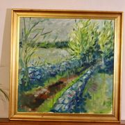 Original Swedish Mid Century Oil on Canvas "Path" - Vintage & Framed