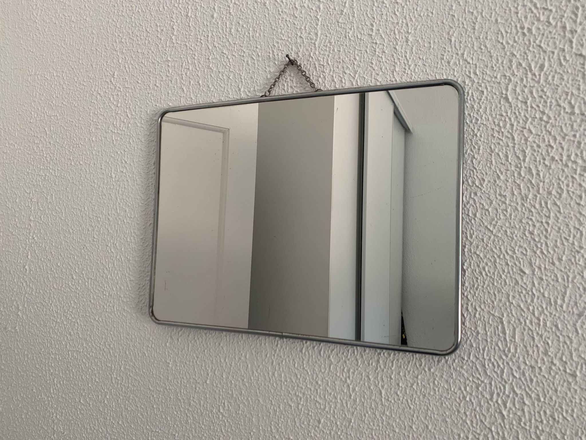Vintage 1960s barber hairdresser red mirror - 38 x 28 cm