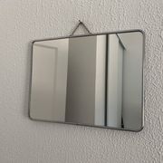 Vintage 1960s barber hairdresser red mirror - 38 x 28 cm