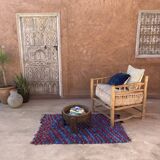 Tapis Marocain Boucherouite bleu - 89 x 337 cm