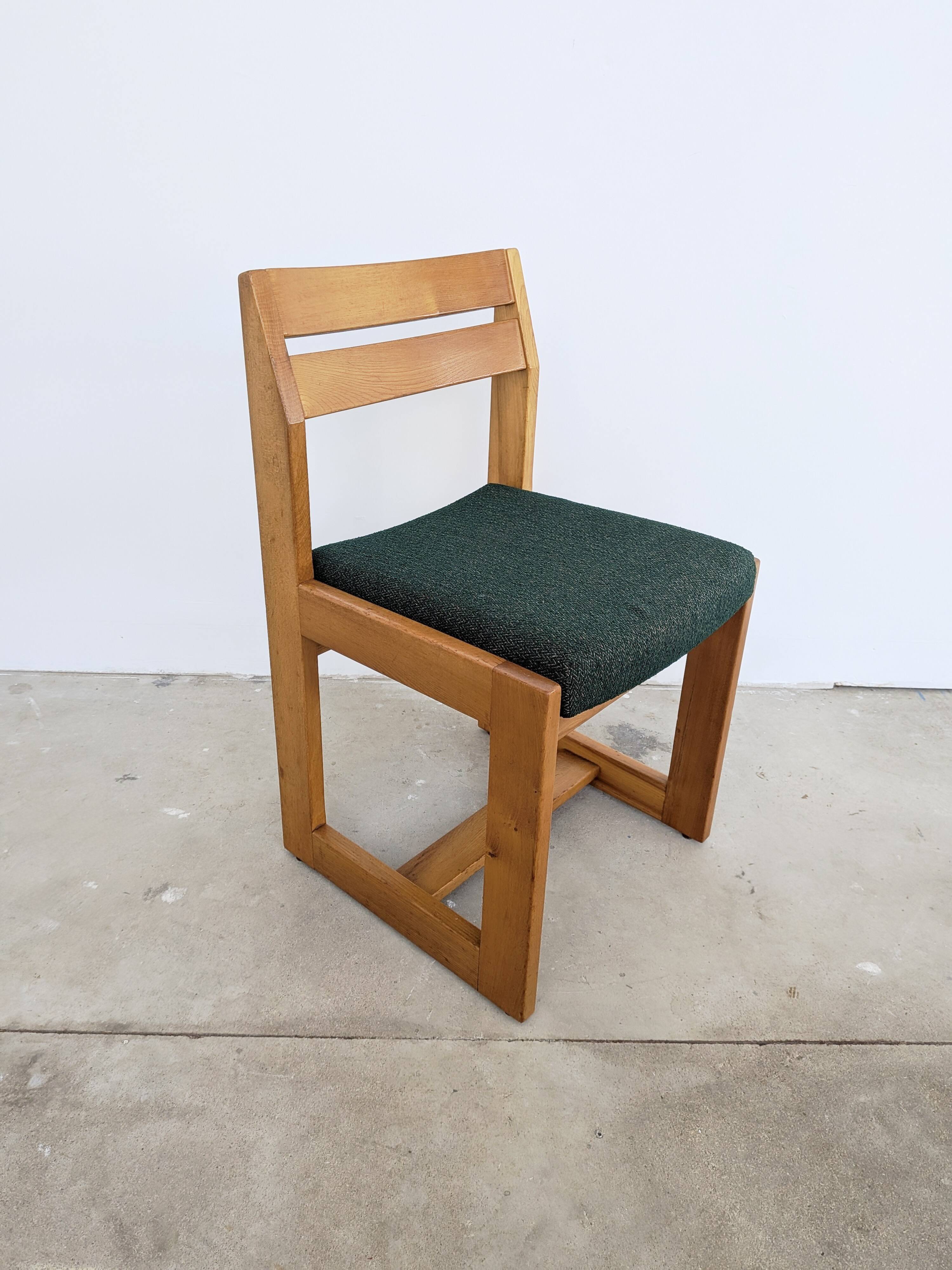 Set of 4 Maison Regain Vintage Chairs – Brutalist Solid Elm